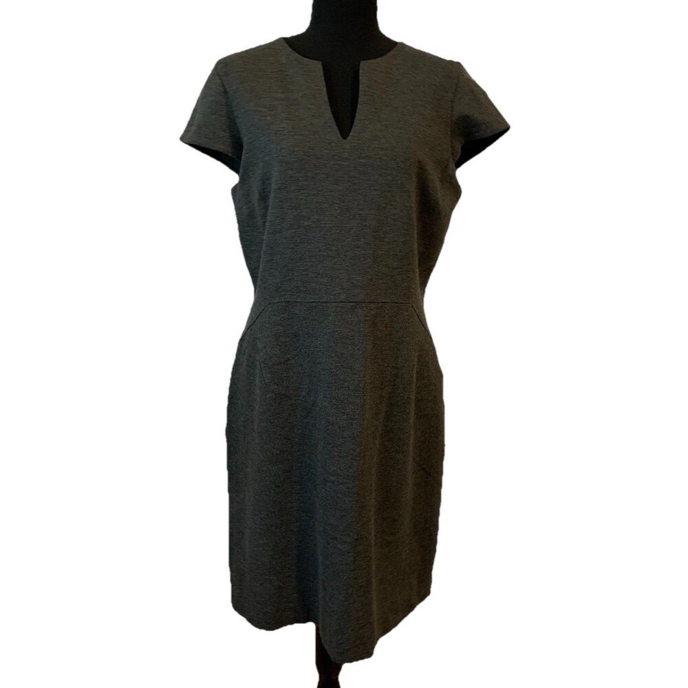 Banana Republic Womens Size 10 Dress Charcoal Gray Short Sleeve Lined Sheath